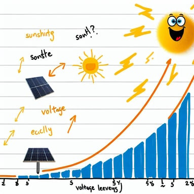 kun je een grafiek maken met een ludieke aanduiding hoe meer zon, hoe hoger de voltage die de zonnepanelen opwekken